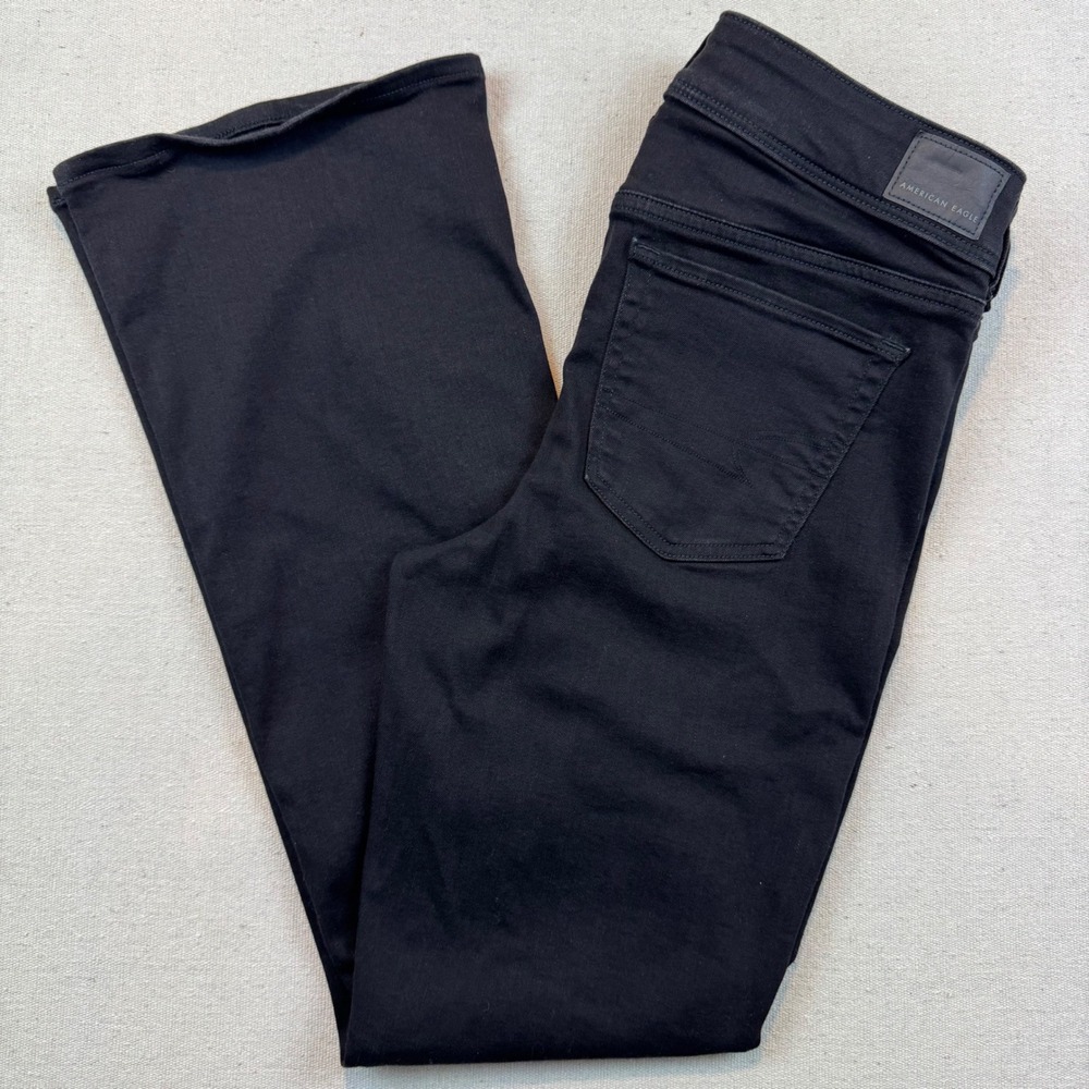 American Eagle 10 Kick Boot Jeans Womens Black Stretch Mid Rise Regular